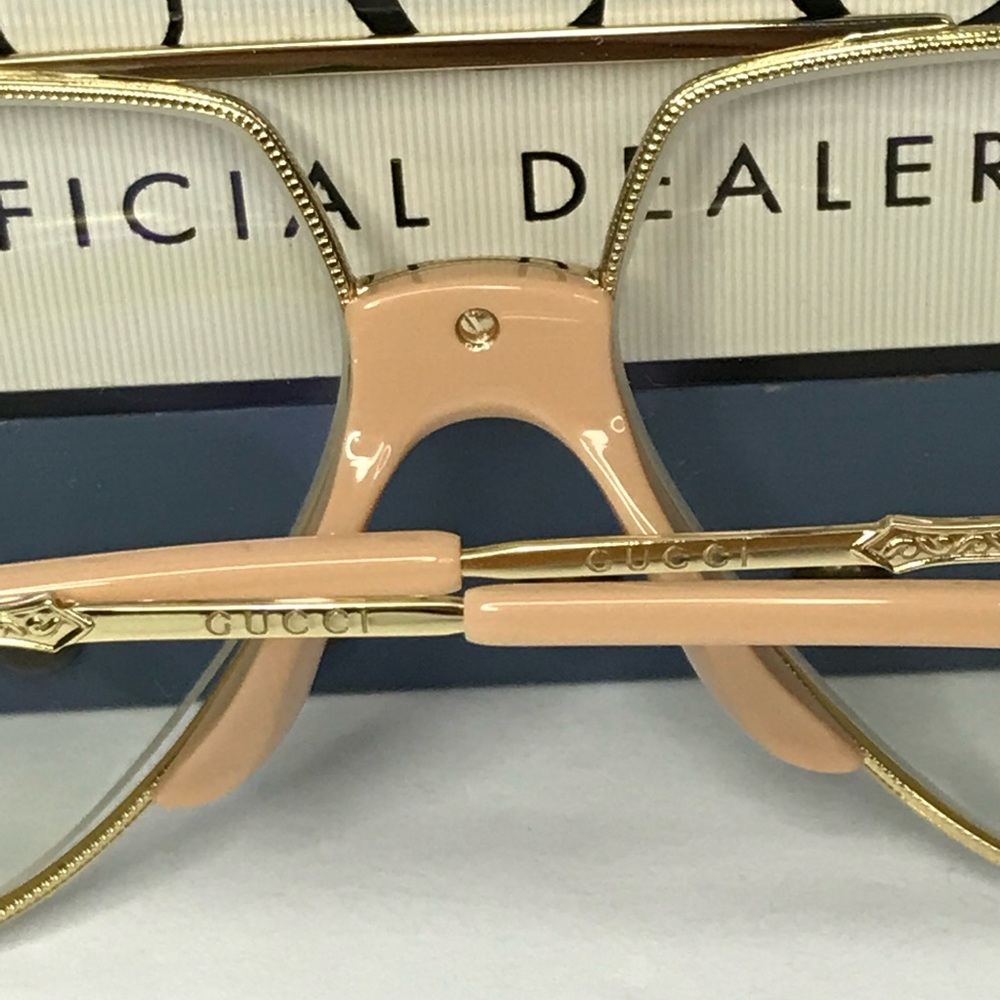 Auth - New - Gucci 0432 Gold Crystal Aviator Metal Retro Sunglasses GG0432S Uni… - Picture 11 of 15